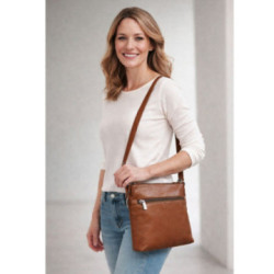 Hnedá dámska kožená crossbody kabelka Vatie
