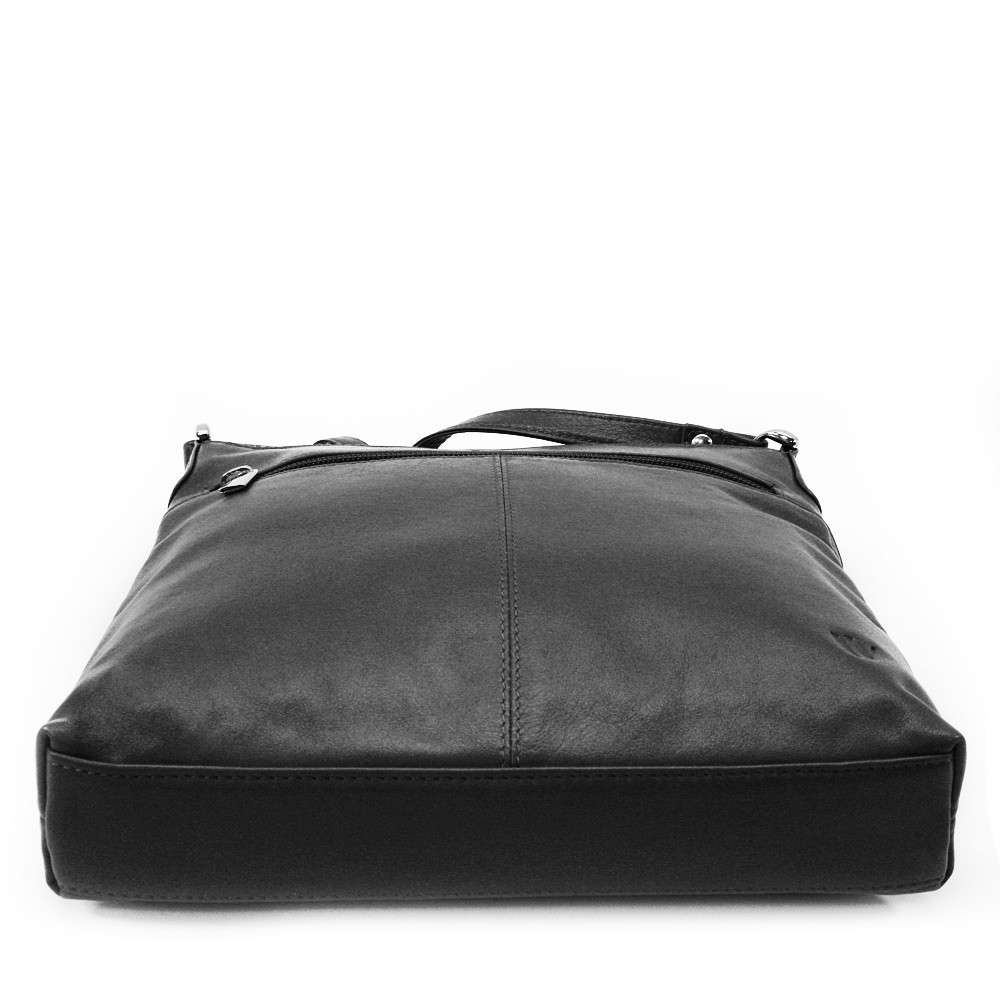 Černá kožená zipová kabelka 212-3014-60