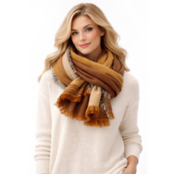 Žltohnedý dámsky módny šál so strapcami Camden