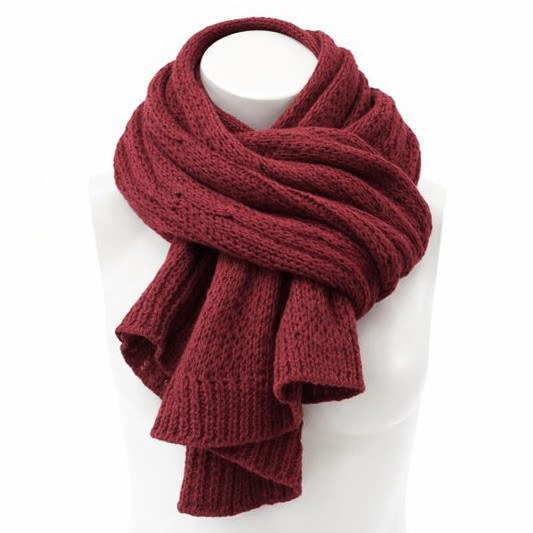 Vínovo červený dámsky pletený šál Sachiko