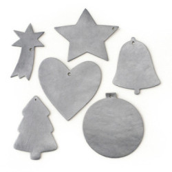 Tmavo strieborná sada kožených vianočných ozdôb Isaiah