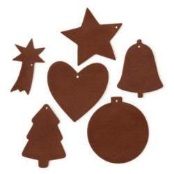 Hnedá sada kožených vianočných ozdôb Isaiah