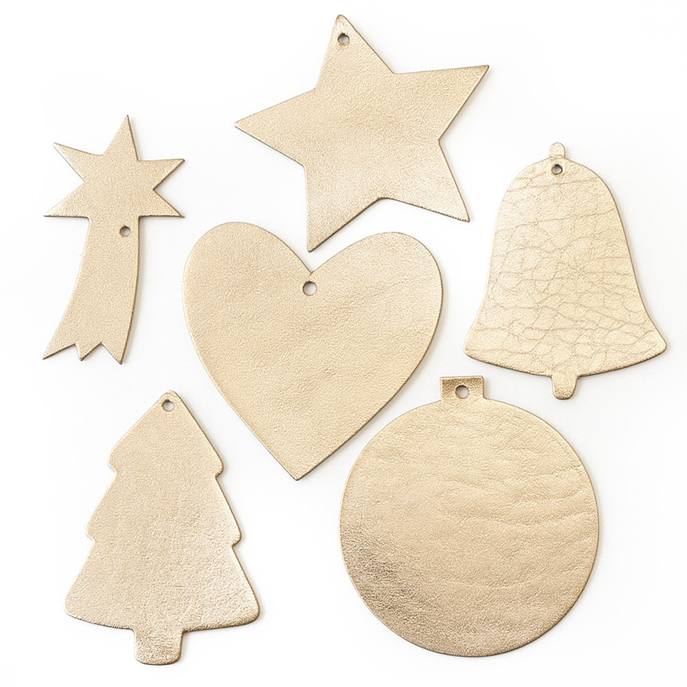 Zlatá sada kožených vianočných ozdôb Isaiah