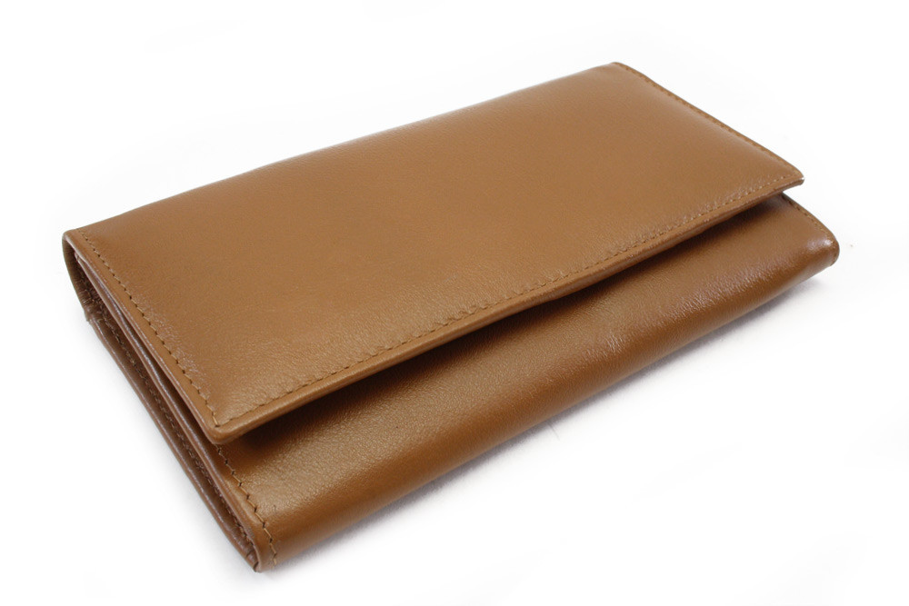 Hnědá dámská klopová kožená peněženka Ellalien