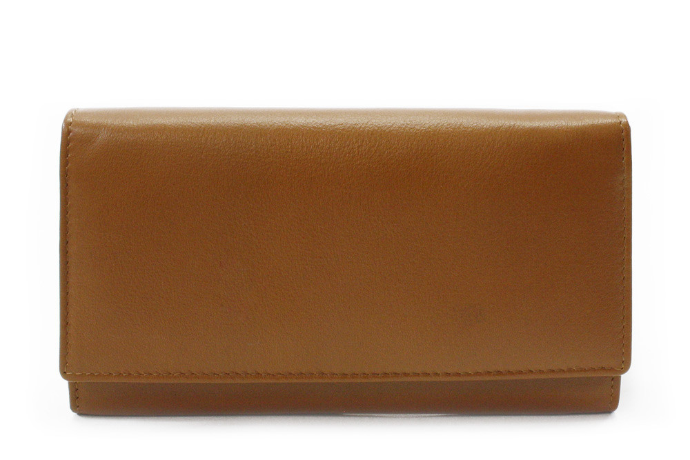 Hnědá dámská klopová kožená peněženka 511-2018-40