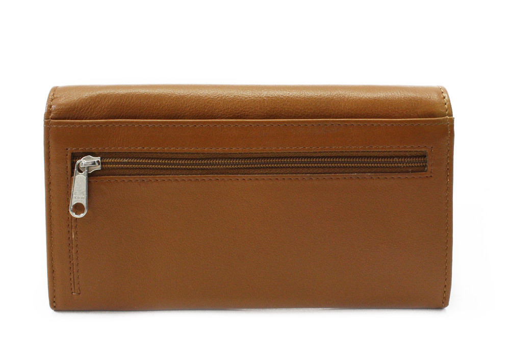 Hnědá dámská klopová kožená peněženka 511-2018-40