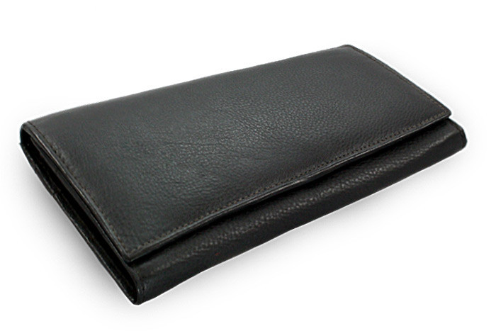 Čierna dámska klopová kožená peňaženka Ellalien