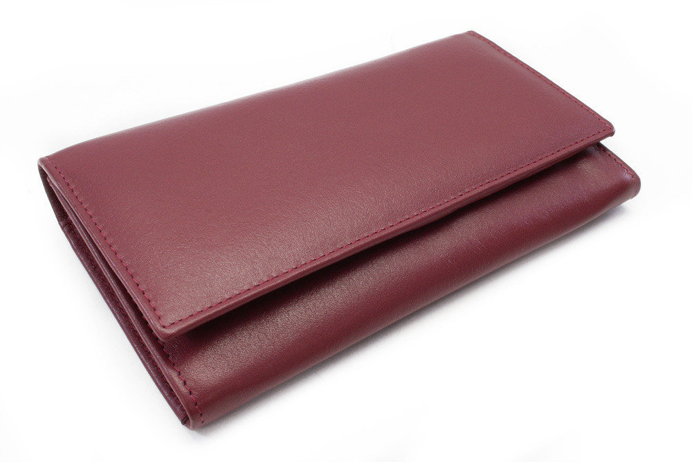 Bordovo červená dámska klopová kožená peňaženka Ellalien