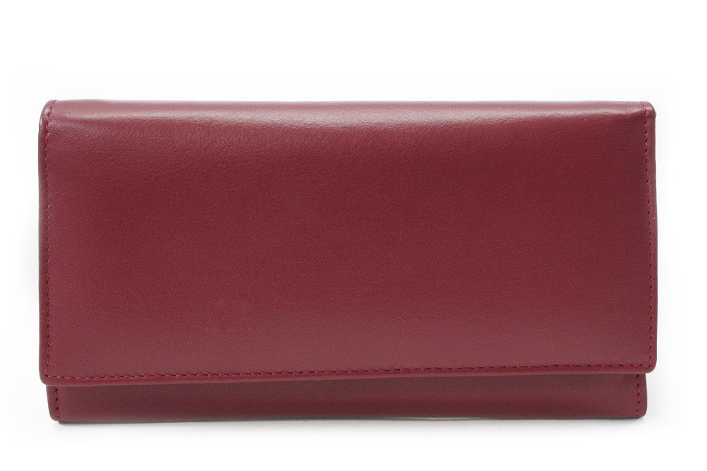 Bordově červená dámská klopová kožená peněženka 511-2018-32