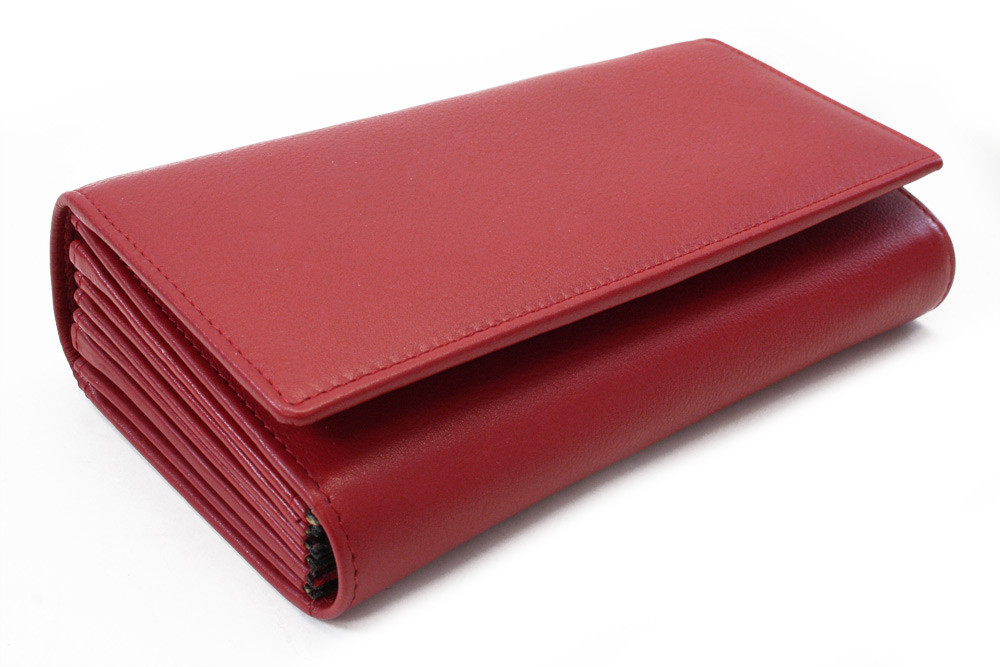 Červená kožená čašnícka peňaženka Daniela