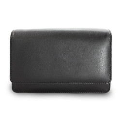 Čierna poklopová kožená dokladová etue Genevi