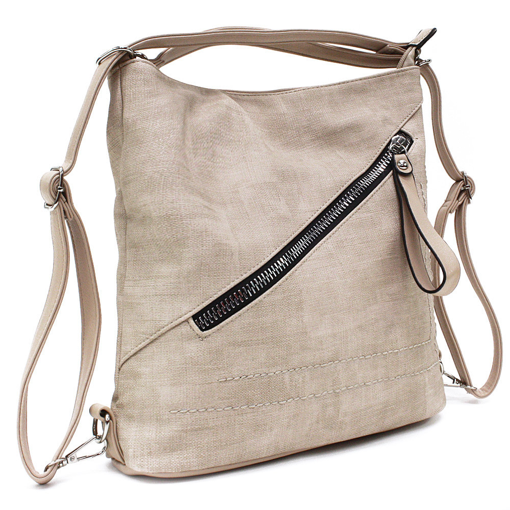 Hnědá dámská kabelka s kombinací batohu Adalyn