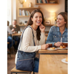 Tmavomodrá elegantná dámska zipsová kabelka Efraim