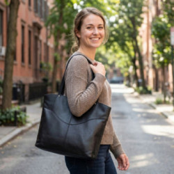 Čierna dámska kožená kabelka cez rameno Charlotie