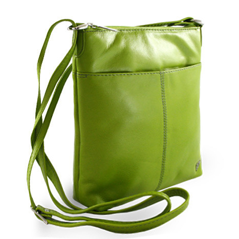 Zelená dámska kožená zipsová crossbody kabelka Jenny