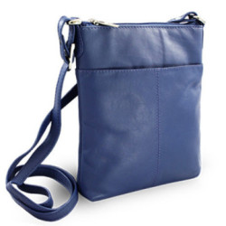 Modrá dámska kožená zipsová crossbody kabelka Jenny