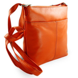 Oranžová dámska kožená zipsová crossbody kabelka Jenny