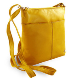 Žltá dámska kožená zipsová crossbody kabelka Jenny