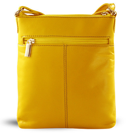 Žlutá kožená zipová minikabelka