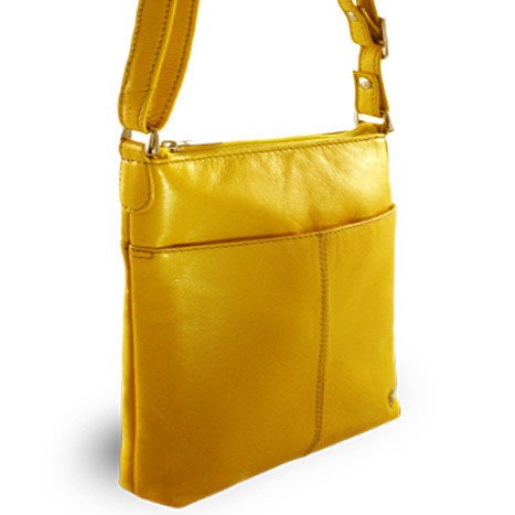 Žlutá kožená zipová minikabelka