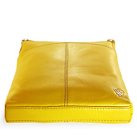 Žlutá kožená zipová minikabelka