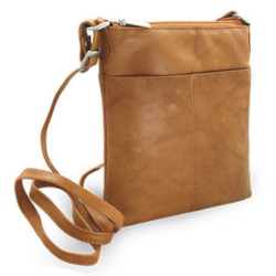 Svetlo hnedá dámska kožená zipsová crossbody kabelka Jenny