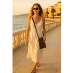 Tmavo hnedá dámska kožená zipsová crossbody kabelka Jenny