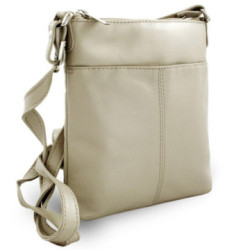Krémová dámska kožená zipsová crossbody kabelka Jenny