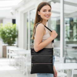 Čierna kožená zipsová taška Cassidy