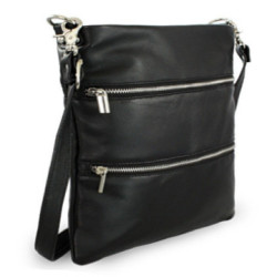 Čierna kožená zipsová taška Cassidy