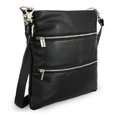 Čierna kožená zipsová taška Cassidy