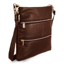 Tmavo hnedá kožená zipsová taška Cassidy