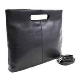 Čierna kožená elegantná zipsová kabelka Samantha