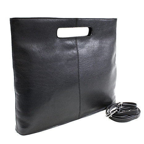 Čierna kožená elegantná zipsová kabelka Samantha