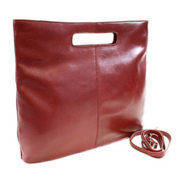 Červená kožená elegantná zipsová kabelka Samantha