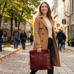 Červená kožená elegantná zipsová kabelka Samantha