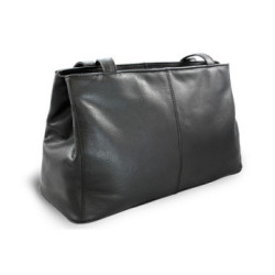 Čierna kožená dvojzipsová kabelka s dvoma popruhmi Agrican