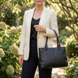 Čierna elegantná zipsová kabelka z pravej kože Arya