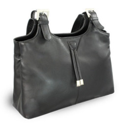 Čierna dámska kožená zipsová kabelka Thierry