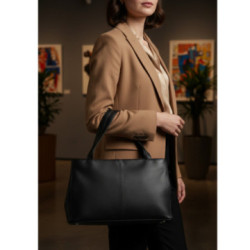 Čierna kožená dvojzipsová kabelka s dvoma popruhmi Agrican