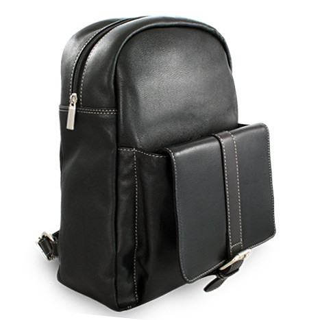 Čierny kožený praktický batoh Fridlie