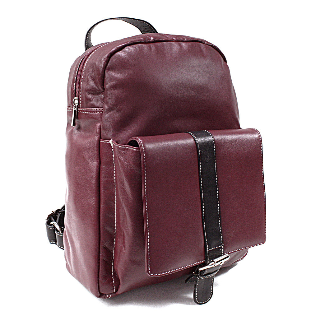 Vínovo červený kožený praktický batoh Fridlie