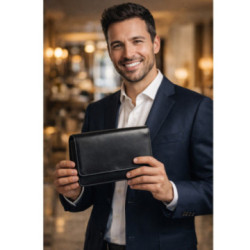 Čierna pánska kožená dokladová etue Piper