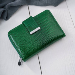 Zelená dámska lakovaná kožená peňaženka s motívom croco Dorothy