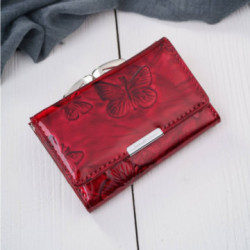 Červená dámska kožená rámová peňaženka Lisa