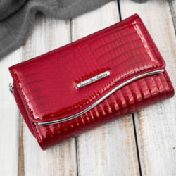 Červená dámska kožená peňaženka s motívom croco Deborah