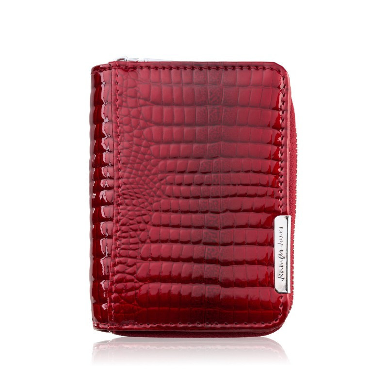 Červená dámska malá kožená peňaženka s motívom croco Sandra