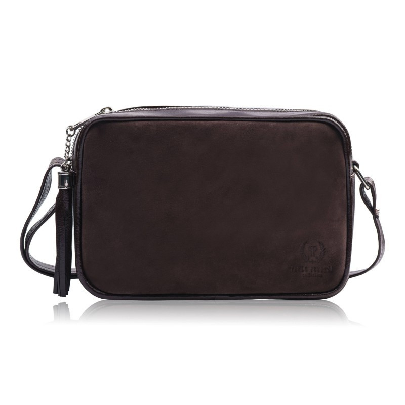 Tmavo hnedá dámska kožená crossbody kabelka Cynthia
