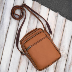 Svetlo hnedá pánska kožená crossbody taška Donald