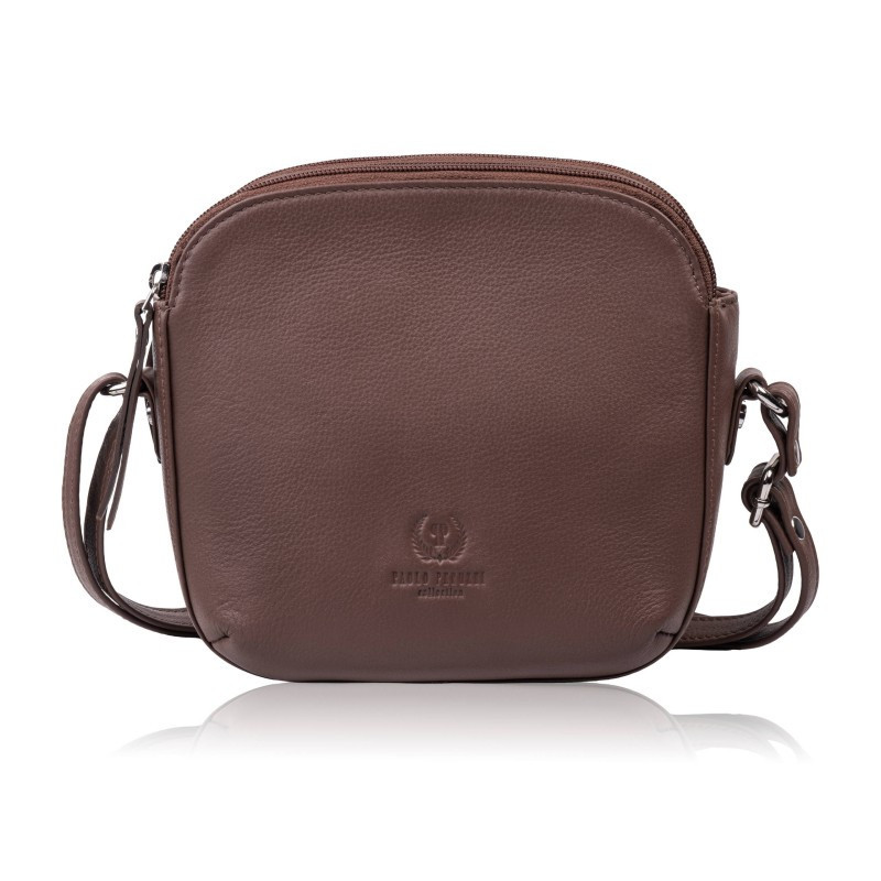 Tmavo hnedá dámska kožená crossbody kabelka Ashley